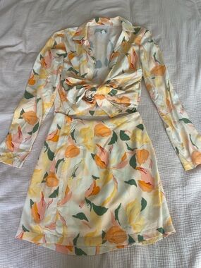 Lulu's Cream Floral Tie-Front Mini Skirt Set